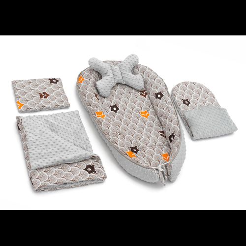 Baby cocoon for pram, mattress, pillow, blanket 5in1 Forest Grey