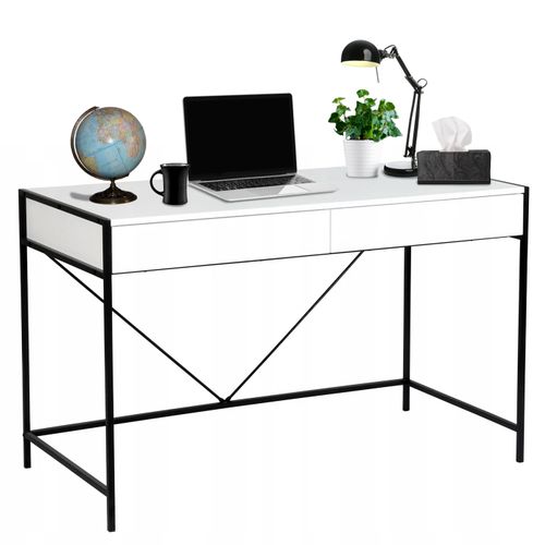 Big Industrial Desk with Shelfs White LOFT