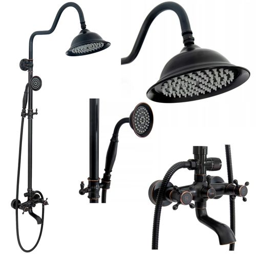 Shower set with shower spout Rea Retro Old Black