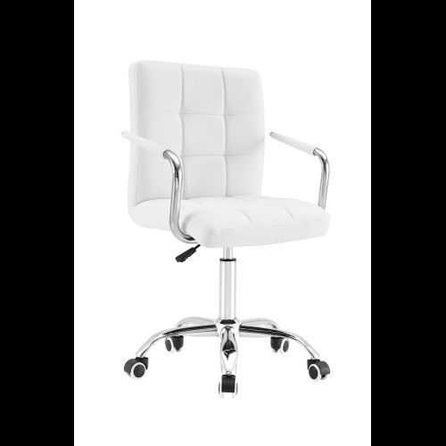 Krzesło Biurowe Pikowane z Podłokietnikami Białe
