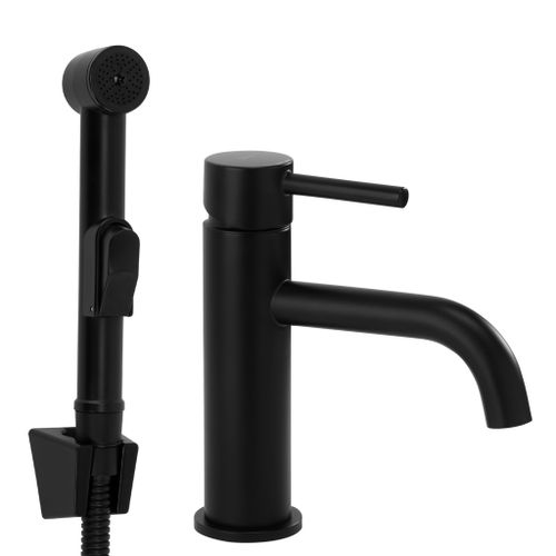 Washbasin faucet with bidetta Rea Lungo Black