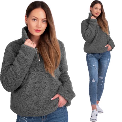 Bluza Damska Sherpa z kołnierzem Grey xl