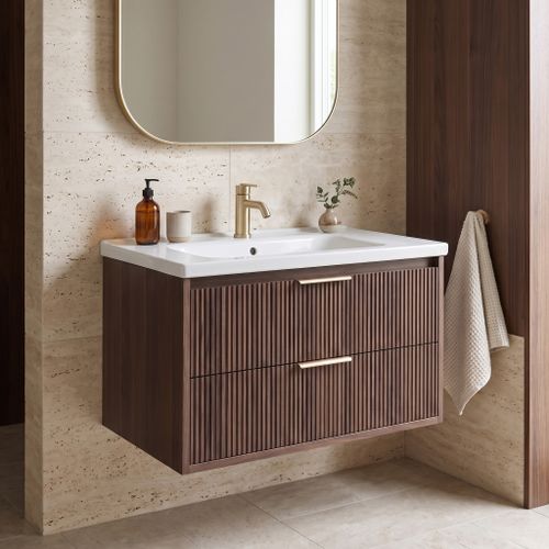 Тумба для ванной с раковиной REA Sherry 80cm Brown Walnut