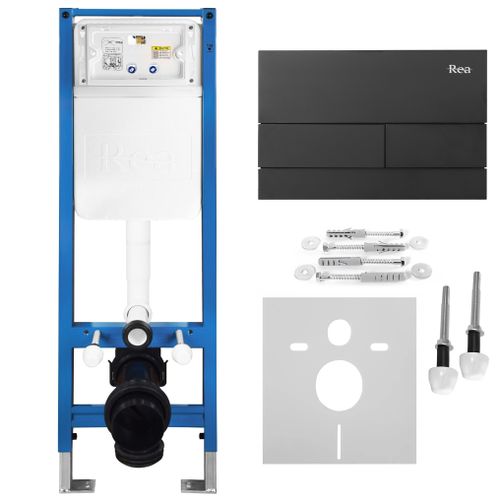 Beépíthető WC Tartókeret Szett Slim 024N T Black Matt Nyomólappal