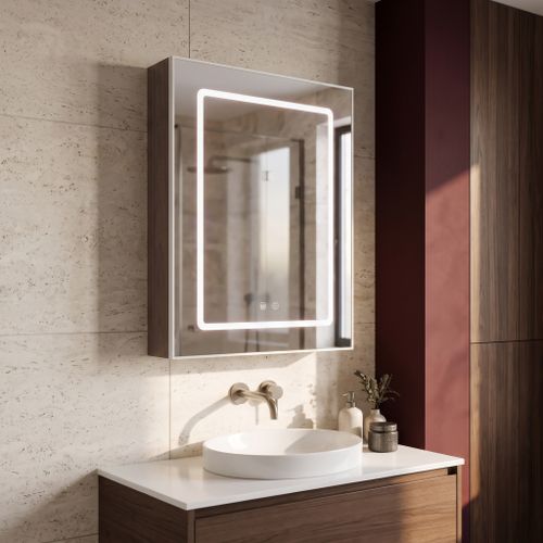 Зеркальный шкаф с LED-подсветкой Rea Zenit Brown 70x50cm
