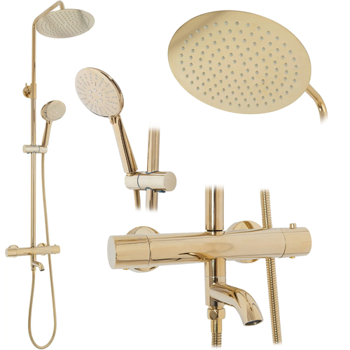 Thermostatic shower set Lungo Gold