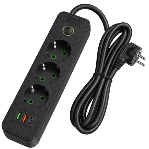 Prelungitor Multipriză 3 prize + 2x USB-A + USB-C JNH020-3A Black