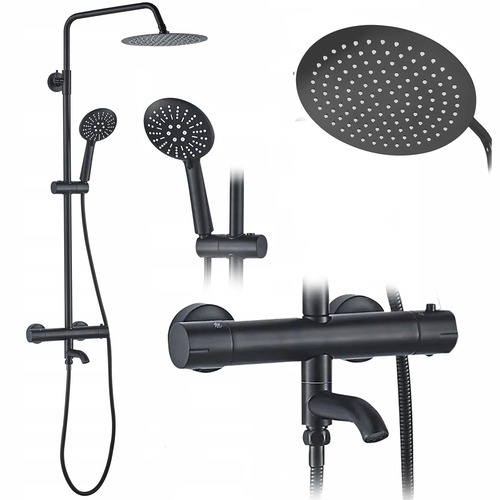 Kit de douche avec Thermostat Lungo Black