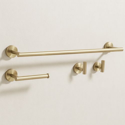 Bathroom Accessories Set Ari Brush Gold 4 Pieces