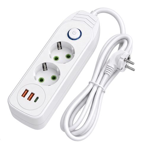 Prelungitor Multipriză 2 prize + 2x USB-A + USB-C JNH024-3B White