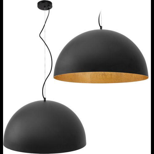 Závěsná stropní lampa s kovovou mísou černá 50cm