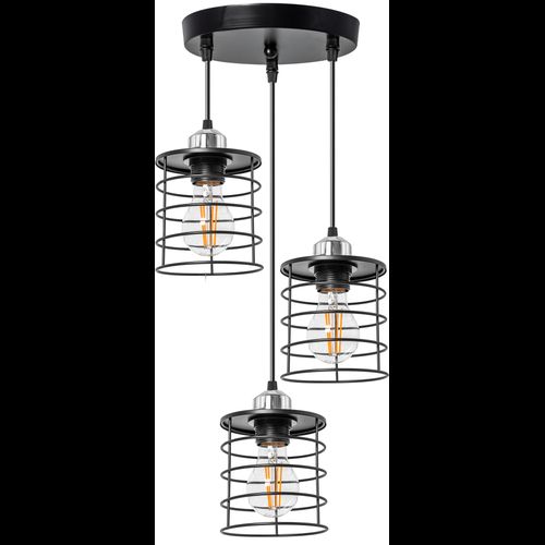 Lampa Sufitowa Wisząca Potrójna Metalowa Loft 392204 Czarna