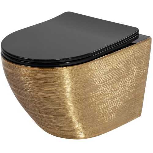 Viseča straniščna školjka Rea Carlo Mini Tornado Black Brush Gold
