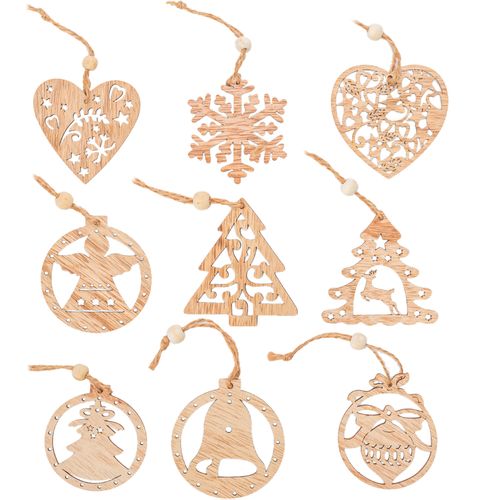 Set of wooden Christmas ornaments 9 pcs
