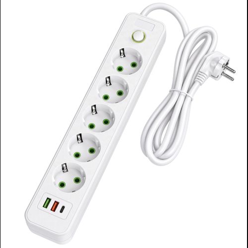 Prelungitor Multipriză 5 prize + 2x USB-A + USB-C JNH022-5A White