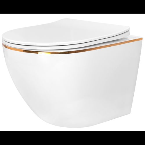Taza de inodoro WC REA Carlo white Mini Flat Gold Edge