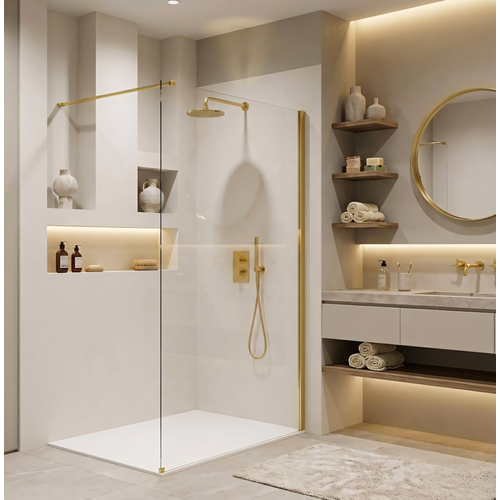 Душова стінка Rea Flexi Transparent / Gold 100