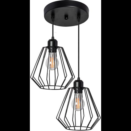 Lampa Sufitowa Wisząca Podwójna Metalowa Loft 392196