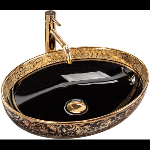 Lavabo da appoggio Rea Margot Black / Gold