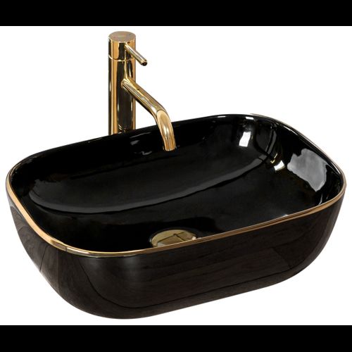 Rea Belinda Black/Gold Edge pjedestaaliga valamu