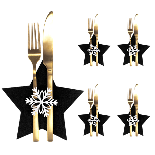 Christmas cutlery cover 4 pcs Star Black