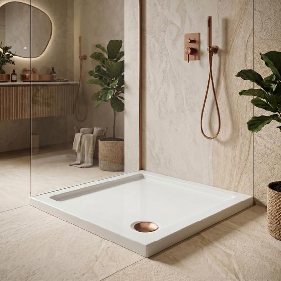 Dušas paliktnis Rea Belmond White 80x80 Brush Copper