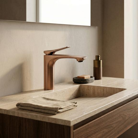 Izlietnes jaucējkrāns PREMIUM REA Vision Copper Brush Low