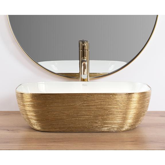 Lavabo sobre encimera Rea Belinda White GOLD BRUSH