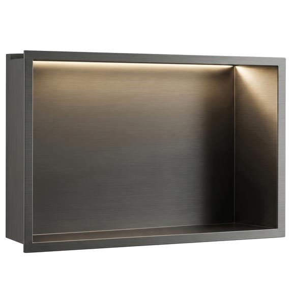 PÓŁKA WNĘKOWA ŁAZIENKOWA LED 30x45 Tytan