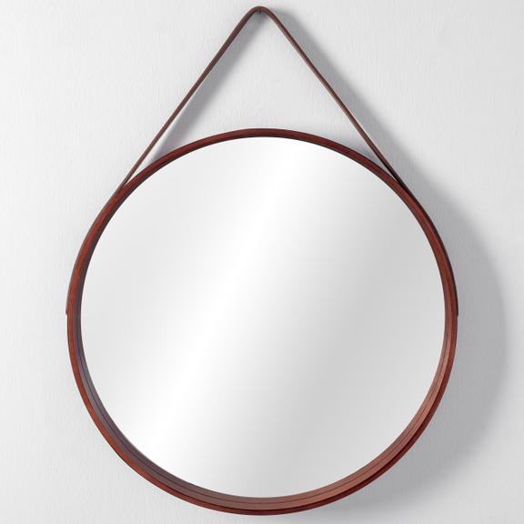 Lustro na pasku okrągłe drewniane   50 cm NBKL-19028