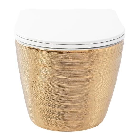 Hangende toilet Rea Carlo Mini Flat Gold Brush
