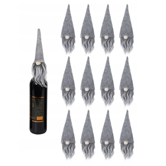 Pokrowce świąteczne na butelkę Mikołaj 12 szt 2x KF323-6