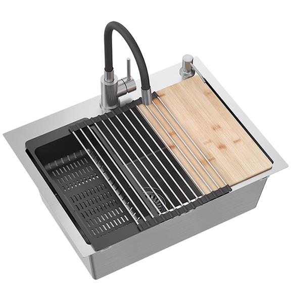 Tērauda izlietne LUKE 110 WORKSTATION BRUSH NICKEL