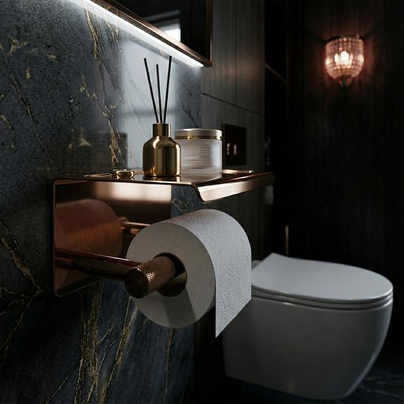 Držač toaletnog papira s policom 6613 Modern Copper