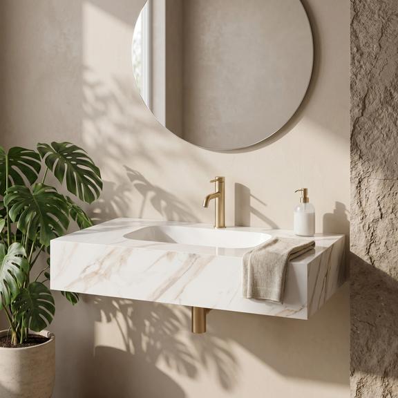 Umywalka ścienna Rea Aresa Grey Gold 80