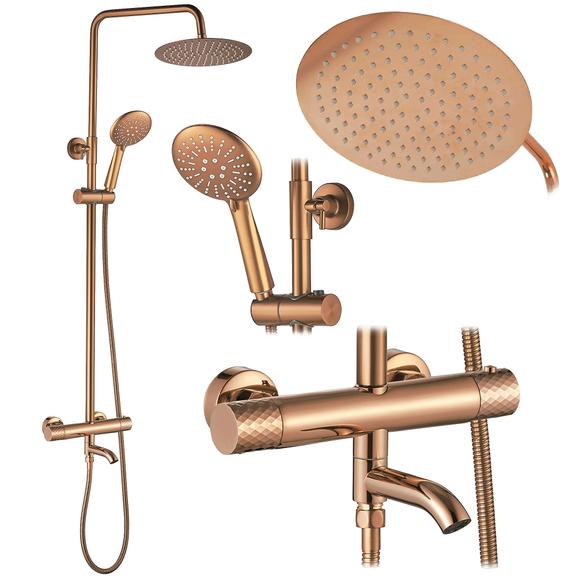 Kit de douche avec thermostat Lungo Diamond Copper