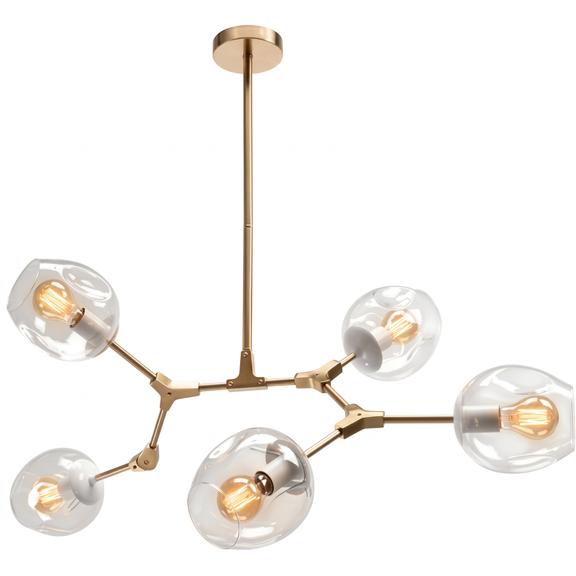 Lampa Wisząca Szklane Kule 5 Ramion APP506-5C Złota