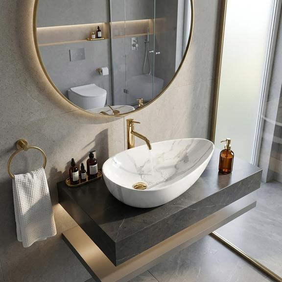 Lavoar pentru blat Rea Greta 65 Bianco Shiny