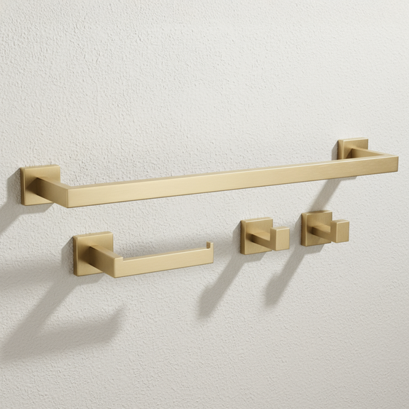 Zestaw akcesoriów łazienkowych Rio Złoty Szczotkowany 4 elementy