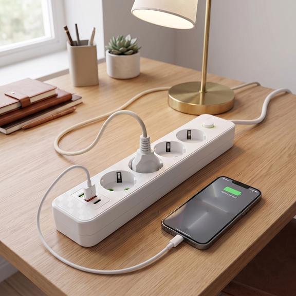 Listwa zasilająca Przedłużacz 4 gniazda + 2x USB-A + USB-C JNH021-4A Biały