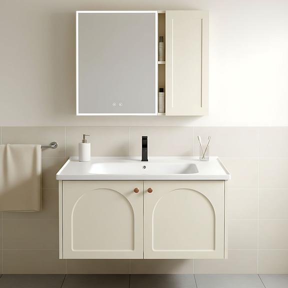 Conjunto de muebles de baño con lavabo Denver 80cm Creme