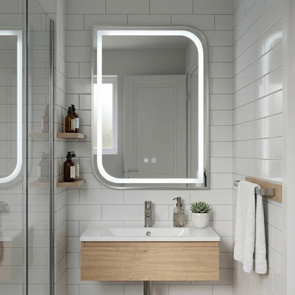 Lustro ścienne LED ZONE 80x60 Nikiel Szczotkowany