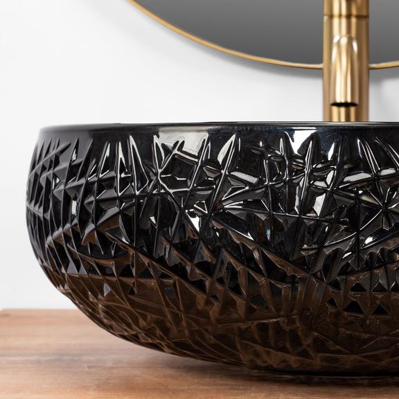 Умывальник на столешницу REA ICE BLACK