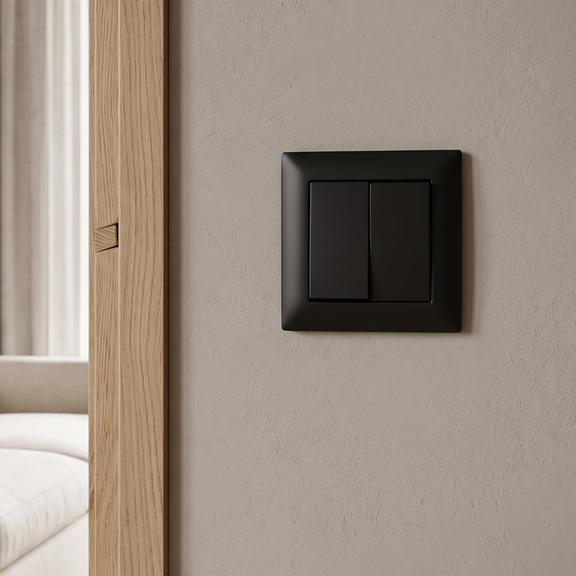 Włącznik podwójny z ramką OSTE JNH007-W Czarny