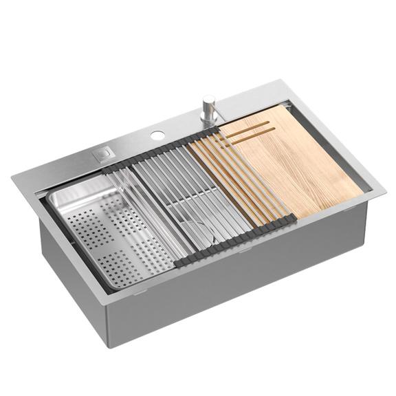 Tērauda izlietne BURT 110 WORKSTATION BRUSH NICKEL