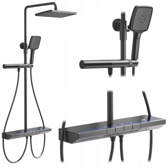 Kit de douche avec thermostat REA Pedro Titanium