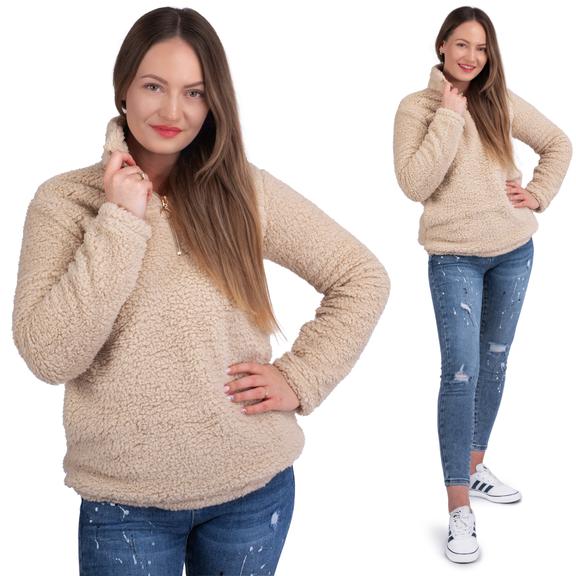 Bluza Damska Sherpa z kołnierzem Beige m