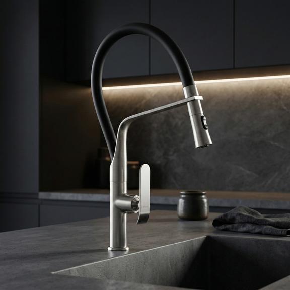Rubinetto da cucina Rea Castor Brush Nickel