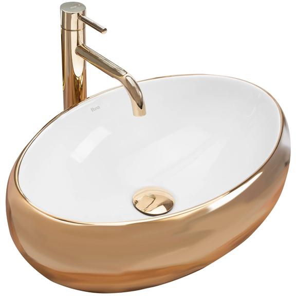 Countertop washbasin Rea Linda Gold White