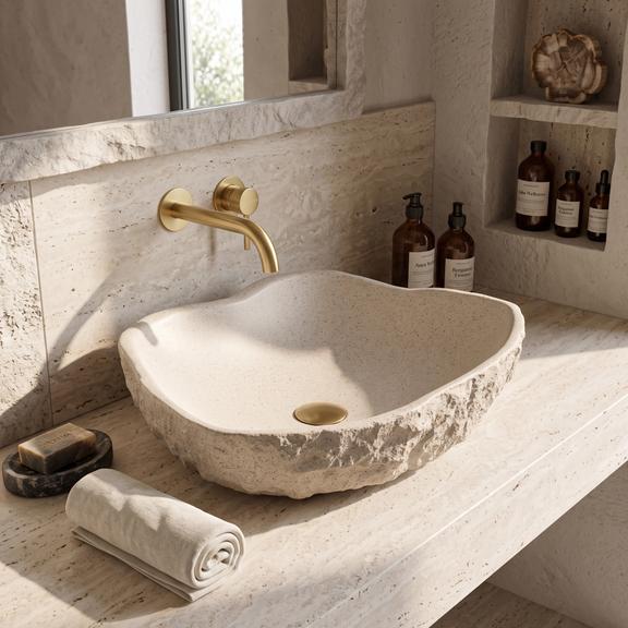 Umywalka nablatowa Rea Isla Warm Beige